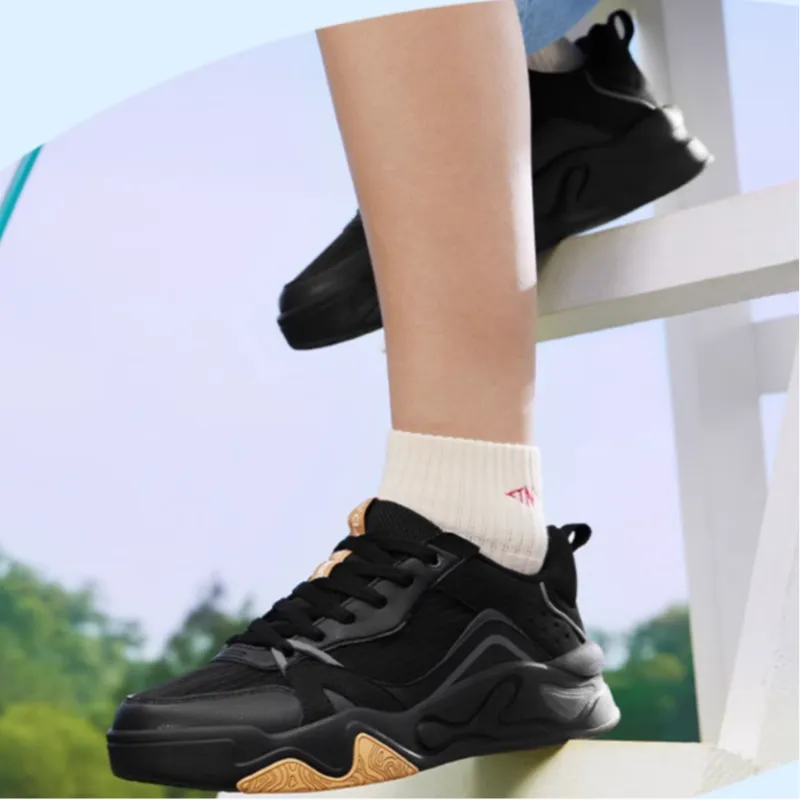 361° Jincheng Anti Slip Wear Resistant Low Top Skateboard Shoes Men's Black-5