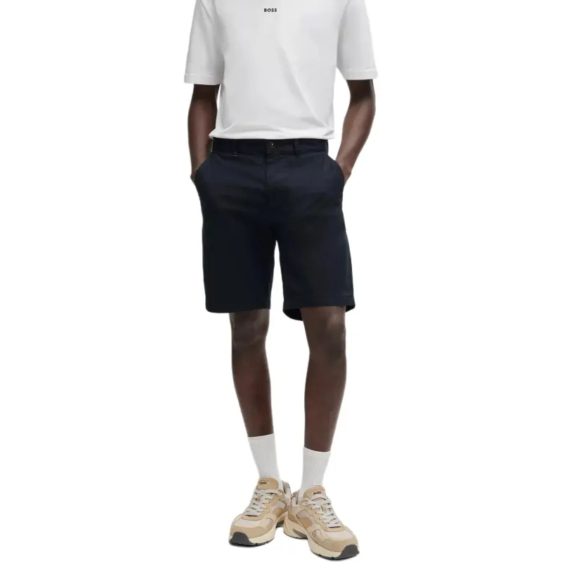 HUGO BOSS Slim Fit Shorts In Stretch Cotton Twill Casual Shorts Men's Dark Blue-1