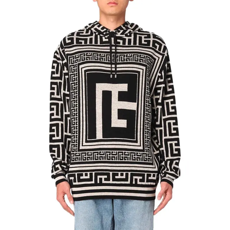 BALMAIN Monogram Hooded Sweatshirt-2