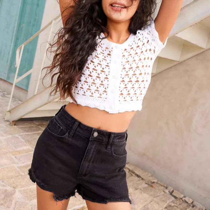 Hollister Denim Shorts Women's Black-4