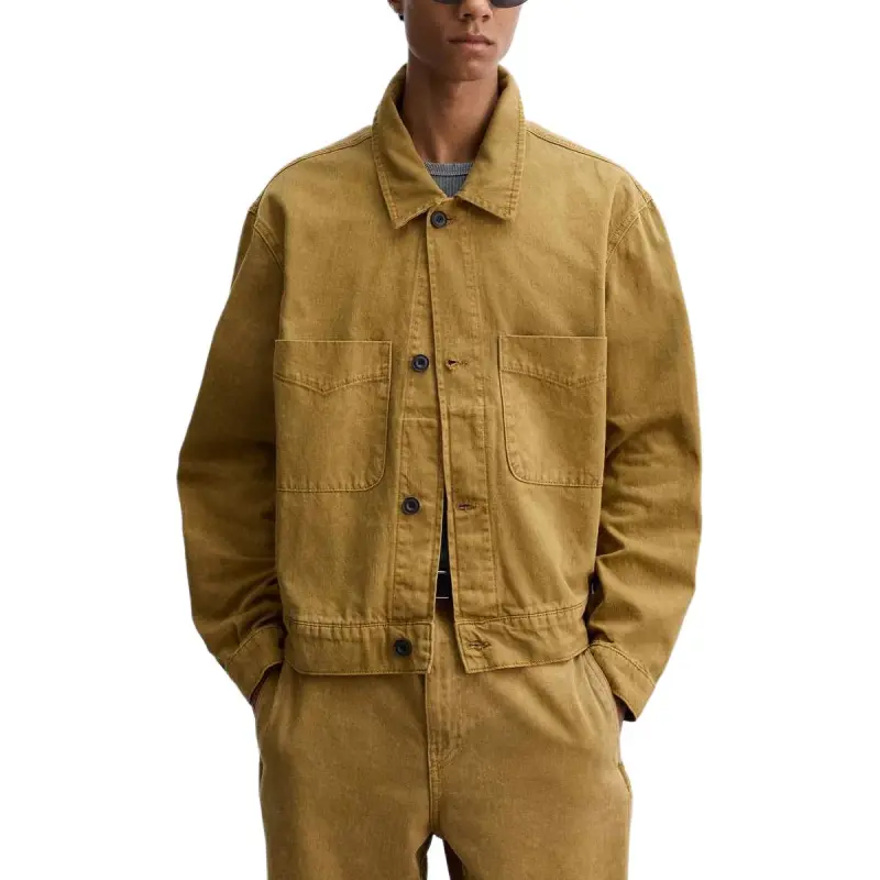ZARA Denim Jacket Men's Yellow Khaki-2