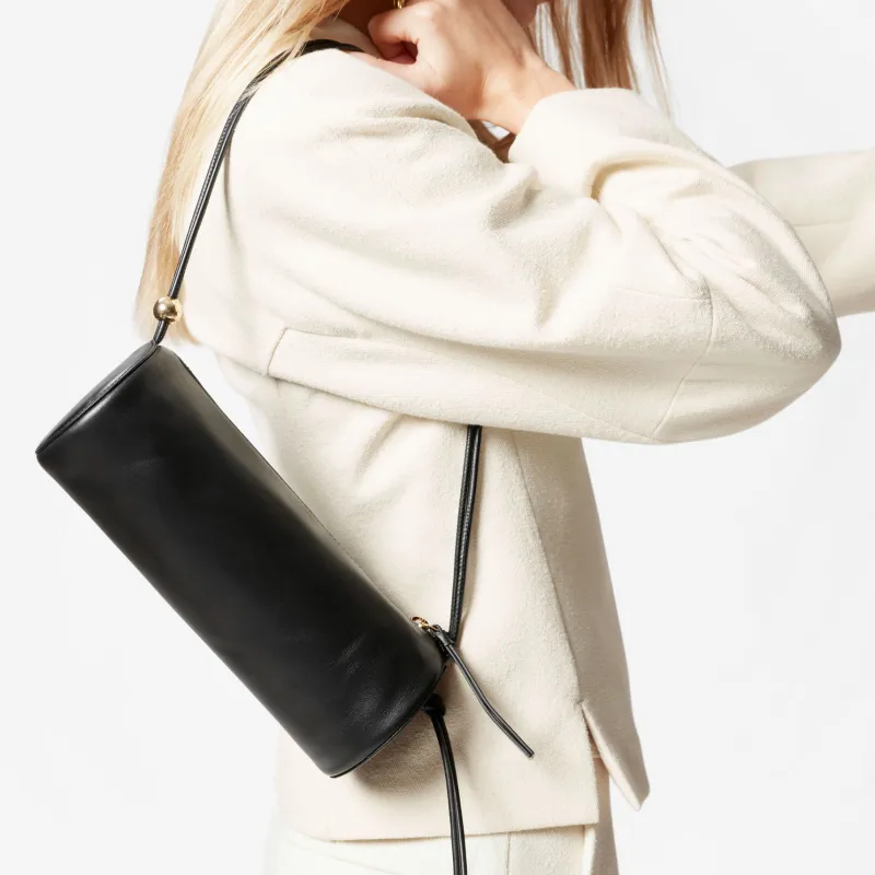 Other Stories Cow Leather Shoulder Bag Small Size Women's Black-4
