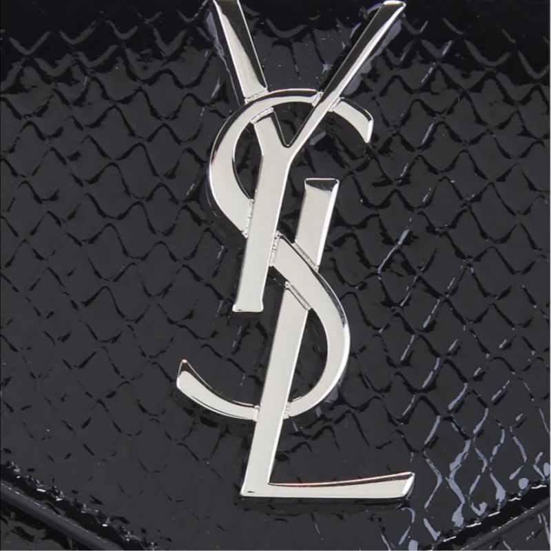 SAINT LAURENT Patent Leather Wallet Small Size Women's Black-5
