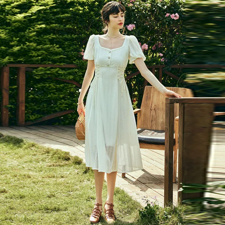Olrain Short Sleeved Dresses Women's Apricot-0
