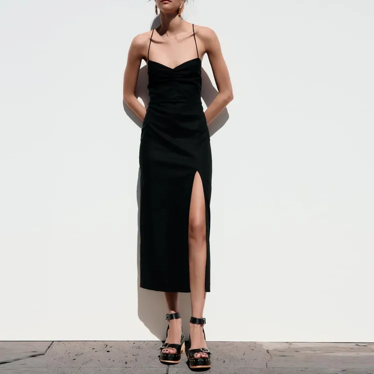 ZARA Slip Dresses Women's Black-2