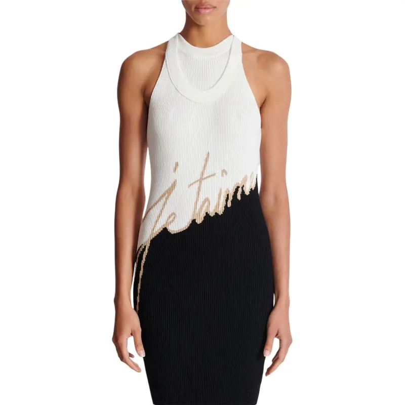 BALMAIN Love Letter Jacquard Long Knit Dress-3