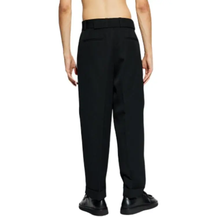 JIL SANDER Straight Leg Pleat Detailed Belted Trousers-4