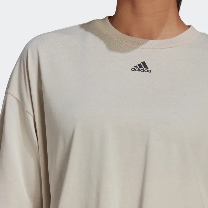 Adidas Drop Shoulder Sleeve T Shirt Women's Bauxite Brown-4