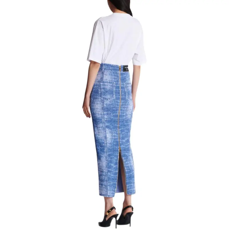 BALMAIN Denim Midi Skirt-4