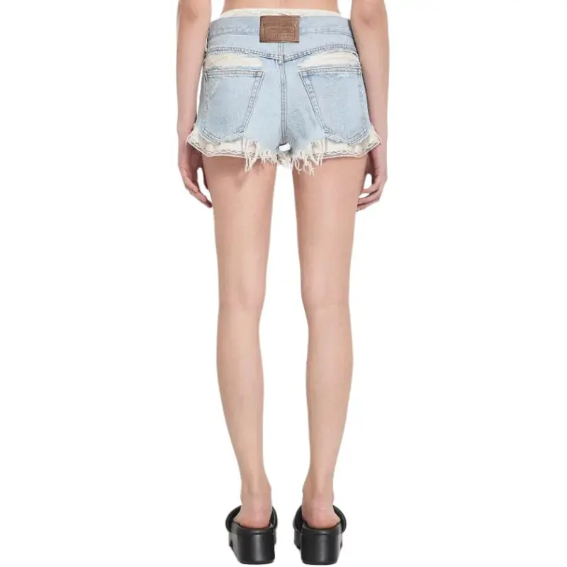 Alexander Wang Pre Styled Cutoff Short W/ Silk Boxer Worn Indigo-1