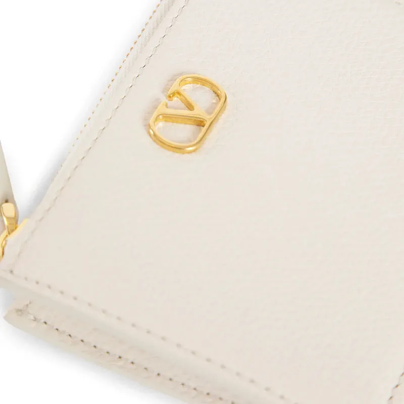 Valentino GARAVANI Cow Leather Wallet Women's Gray White-2
