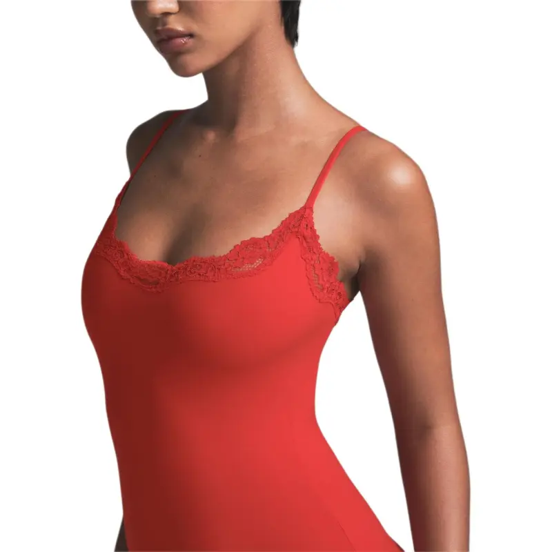 SKIMS Valentine's Day Collection SS25 FITS EVERYBODYLACE LONG SLIP DRESS Slip Dress Women's CAYENNE/Cayenne-3