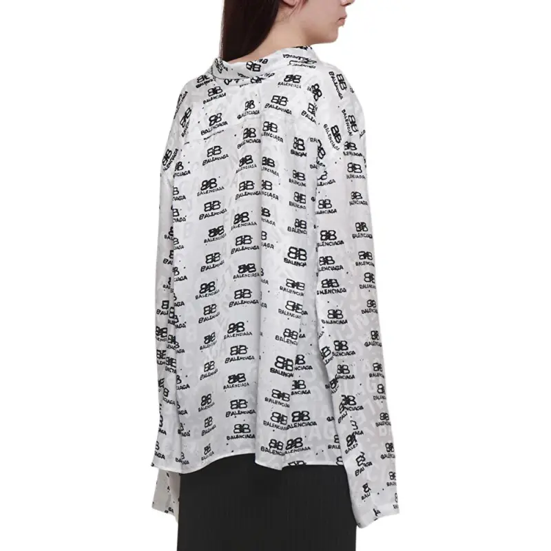 Balenciaga Logo print Silk Blouse-3
