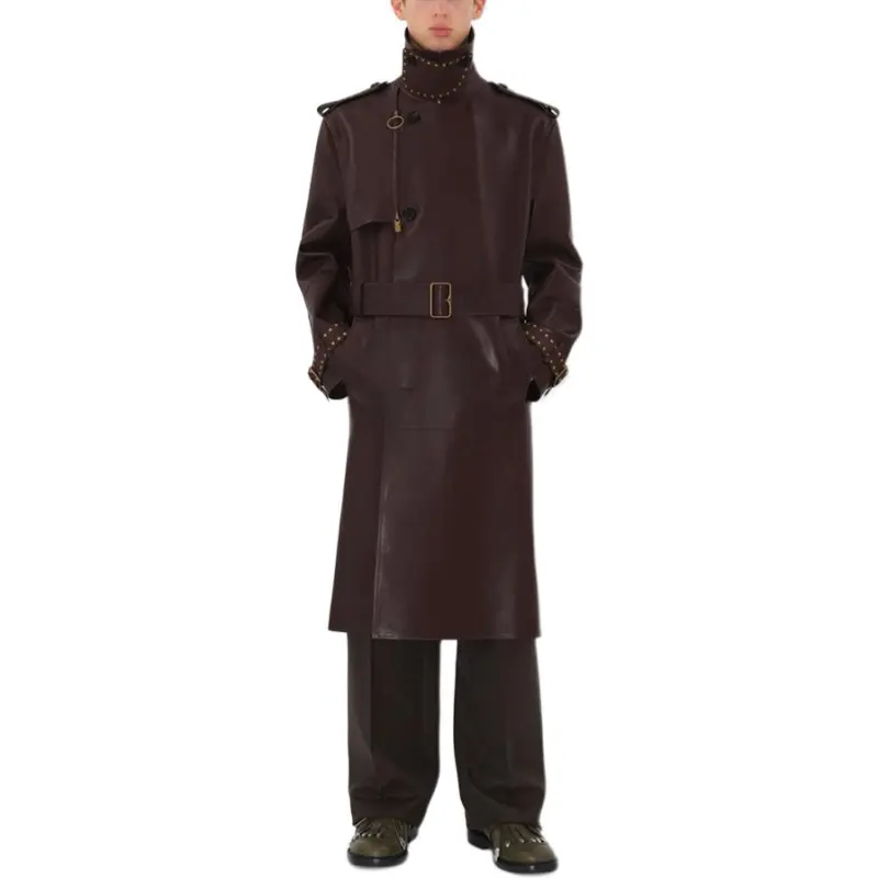 Burberry Leather Jacket Men's Brown-2
