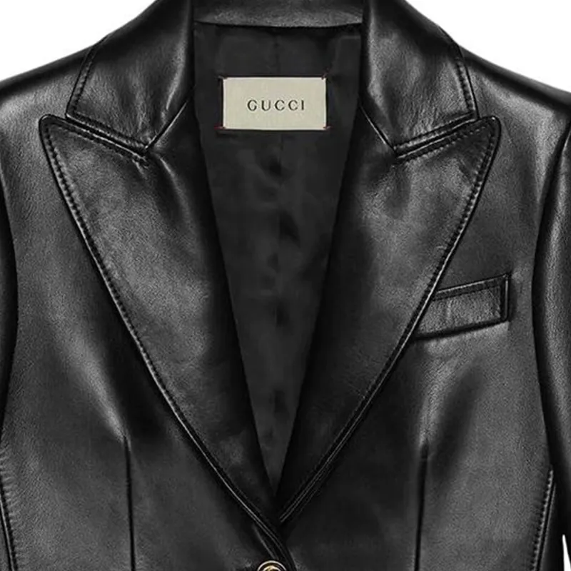 GUCCI FW22 Leather Jacket Women's Black-1