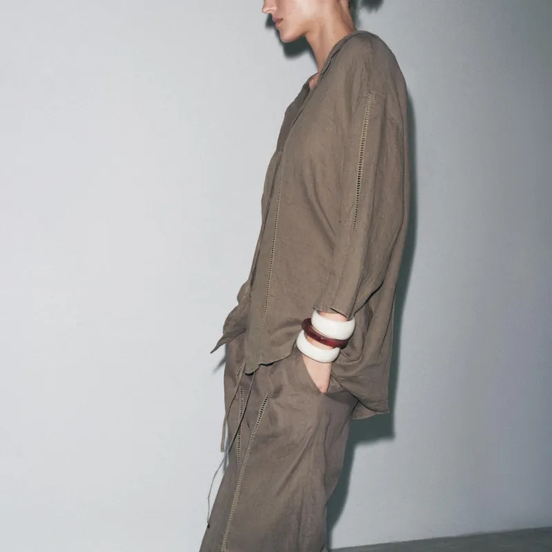 ZARA ZW Series Shirt Women's Brown/Dark Taupe-5