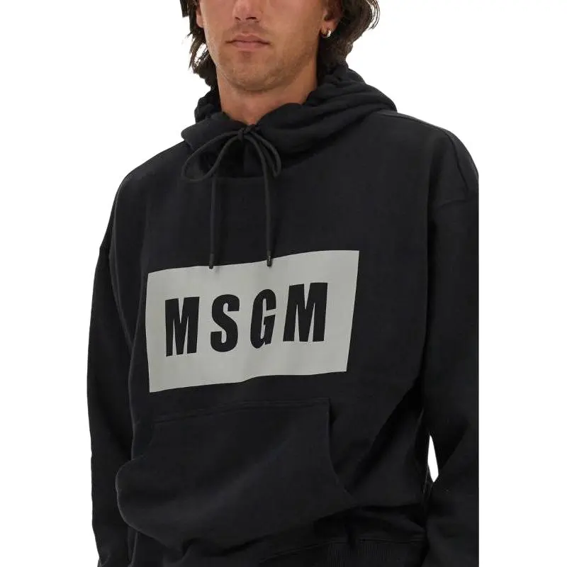 MSGM Logo Printed Drawstring Hoodie-3