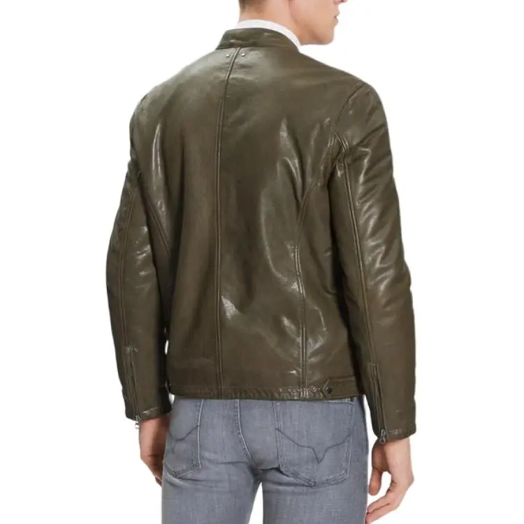 Pepe Jeans Leather Jacket Men's Green-1
