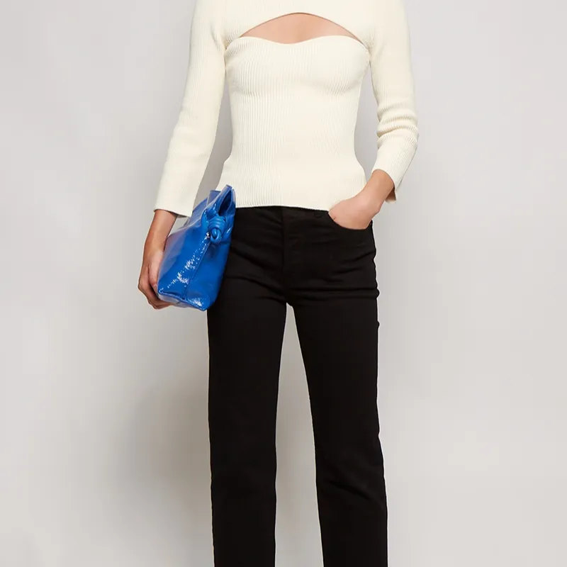LOEWE Flamenco Leather Shoulder Bag Women's Blue-4