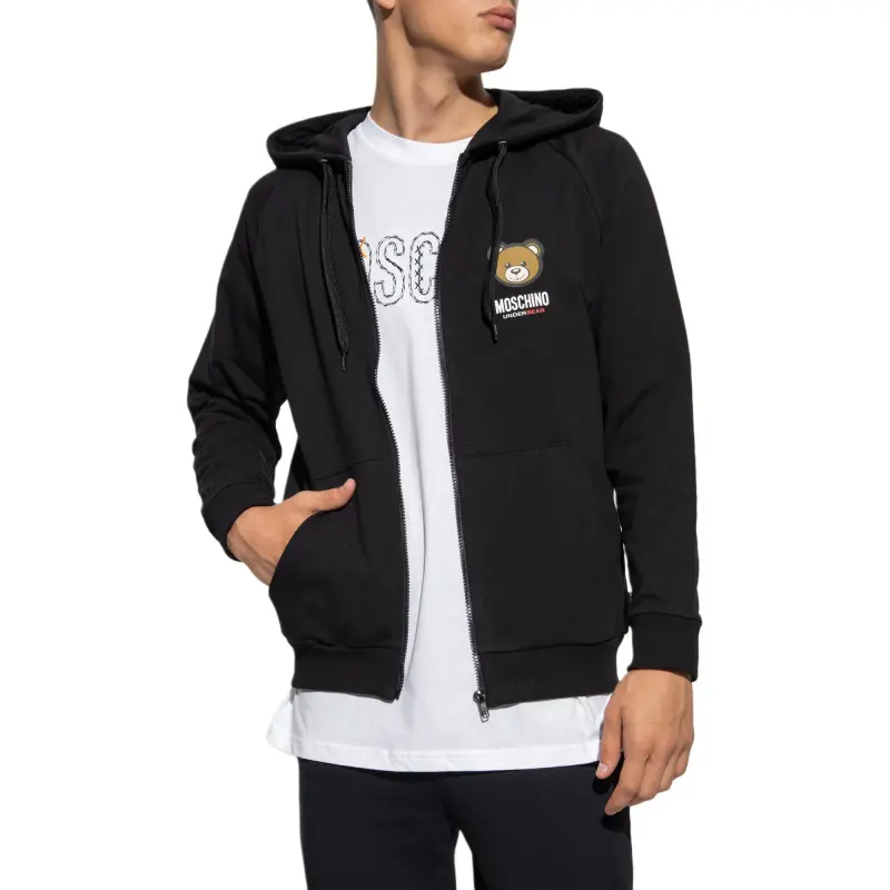 MOSCHINO Teddy Bear Patch Zipped Hoodie-3