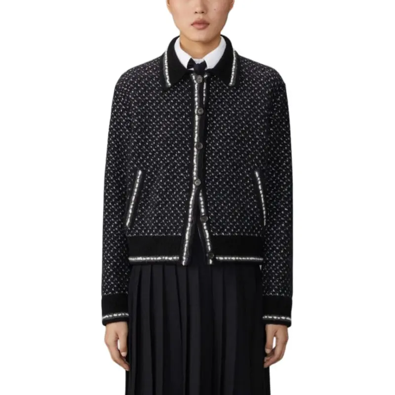 THOM BROWNE Spread collar Tweed Bomber Jacket-2