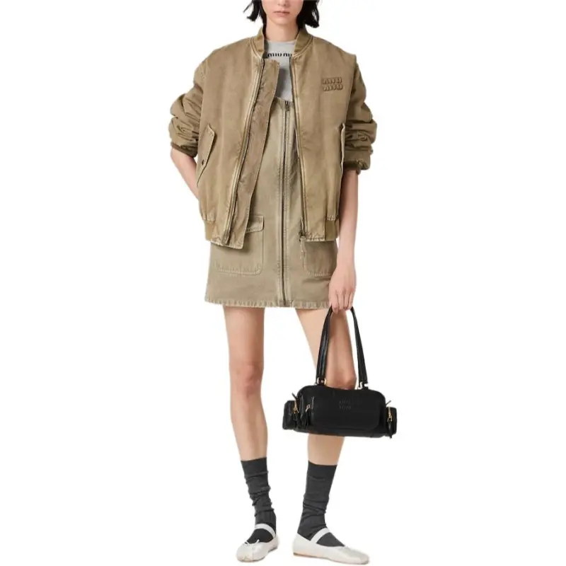 MIU MIU Gabardine Bomber Jacket 'Tundra'-1