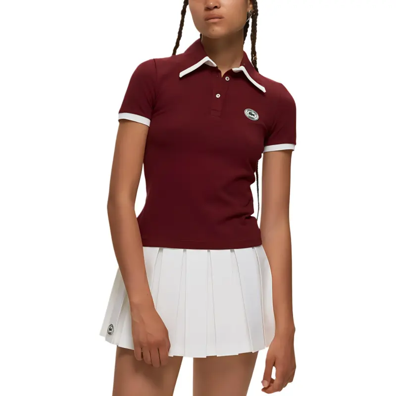 Sporty & Rich X LACOSTE Polo Shirts Women's Burgundy-1