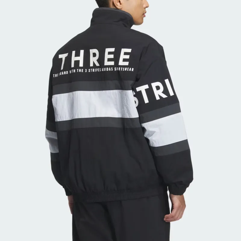 Adidas WORDING Pack Loose Fit Mesh Lined Woven Jacket Men's Black-2