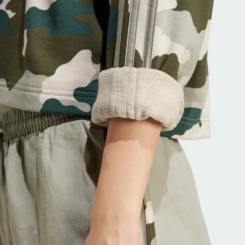 Adidas Free Shipping With AdiClub Essentials 3 Stripes Camo Print Cropped Sweatshirt-3