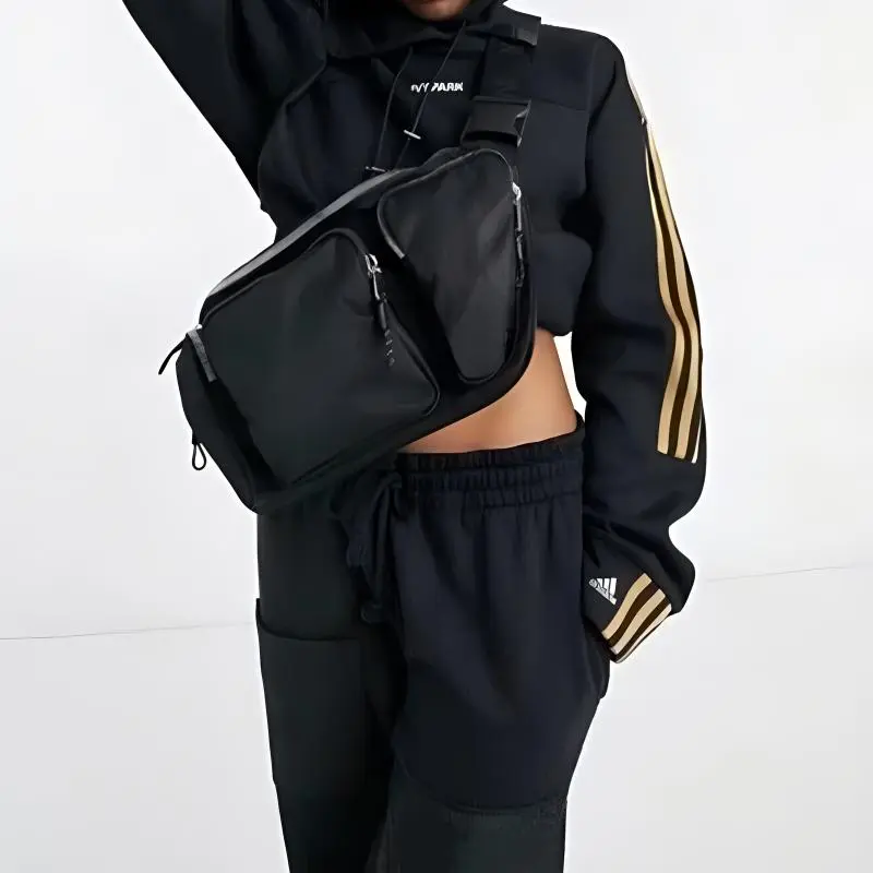 Adidas IVY PARK Beyoncé Collaboration Nylon One Shoulder Crossbody Fanny Pack Extra Large Unisex Black-4