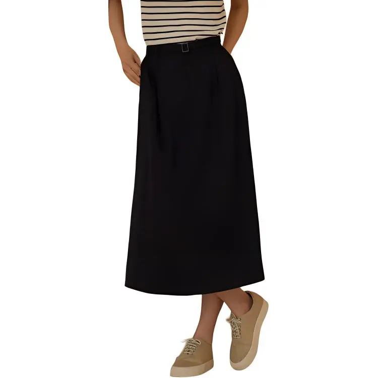 Hacikis Casual Long Skirts Women's Dark Green-2