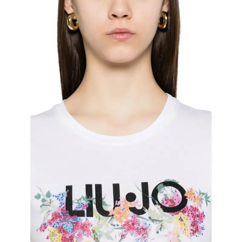 LIU·JO Crystal embellishment T shirt-4