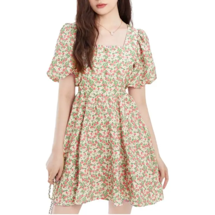 Fragment Short Sleeved Dress Women's Pink-2