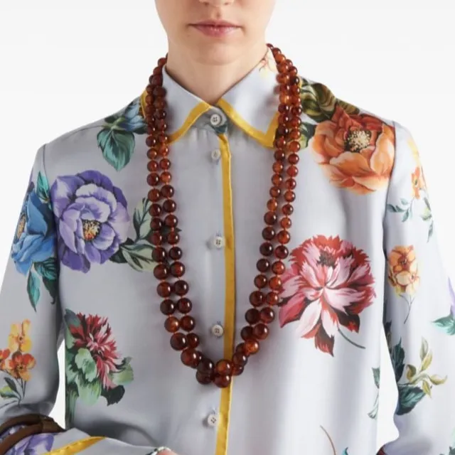 PRADA Floral-print Silk Shirtdress-3