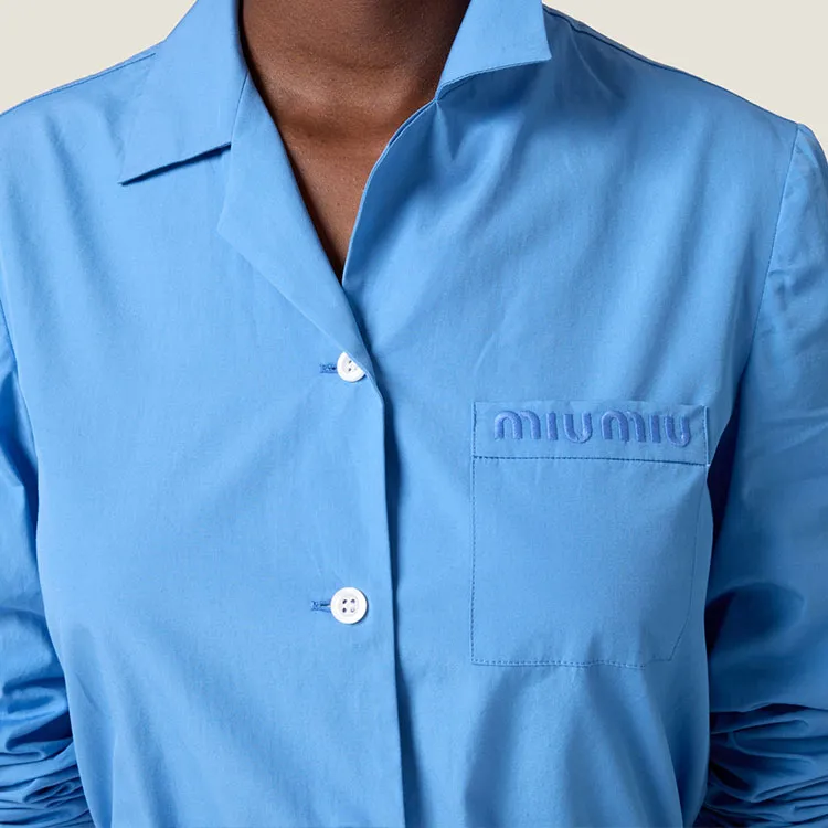 MIU MIU Logo-Embroidered Button-Up Shirt-3