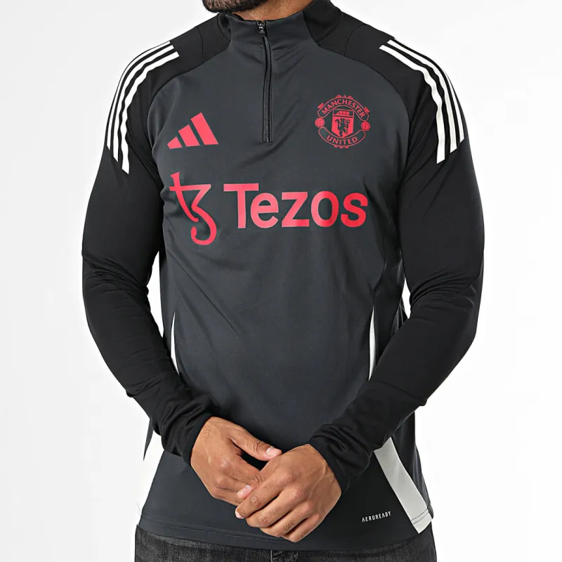 Adidas Manchester United Manchester United Soccer Jerseys Men's Black Gray Color-2