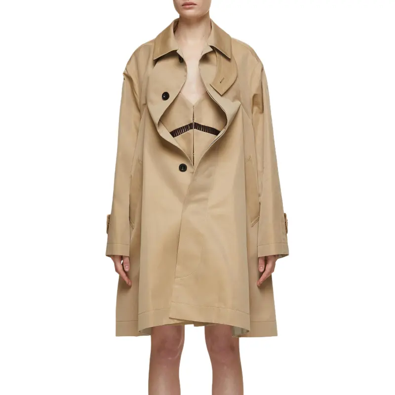 Sacai Dress underlayer Pleated Trench Coat-3