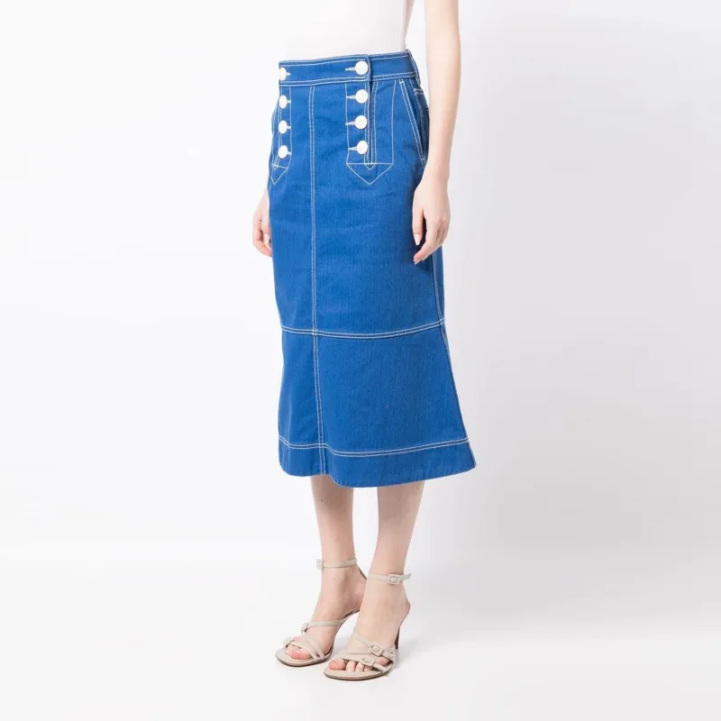 Zimmermann Denim Long Skirts Women's Blue-3