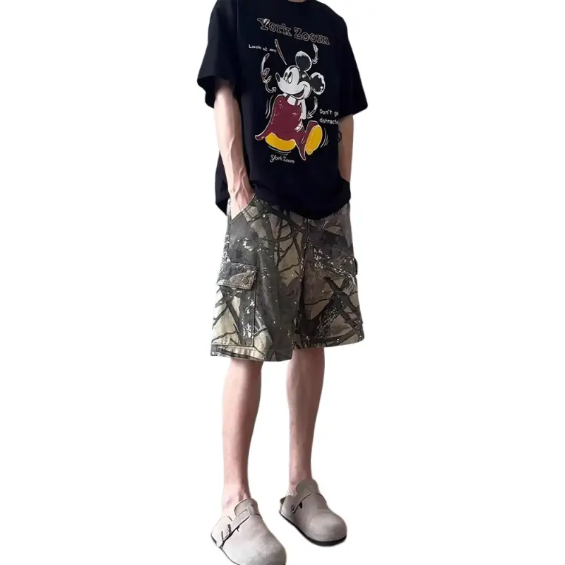 DUATOGE Denim Shorts Men Camouflage -3