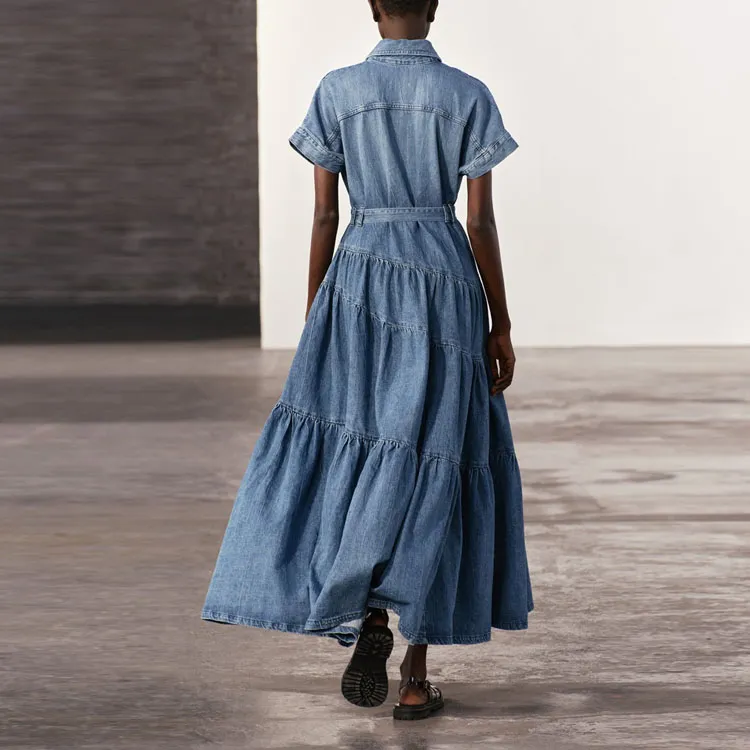 ZARA Short-Sleeved Dresses Women's Medium Blue-3