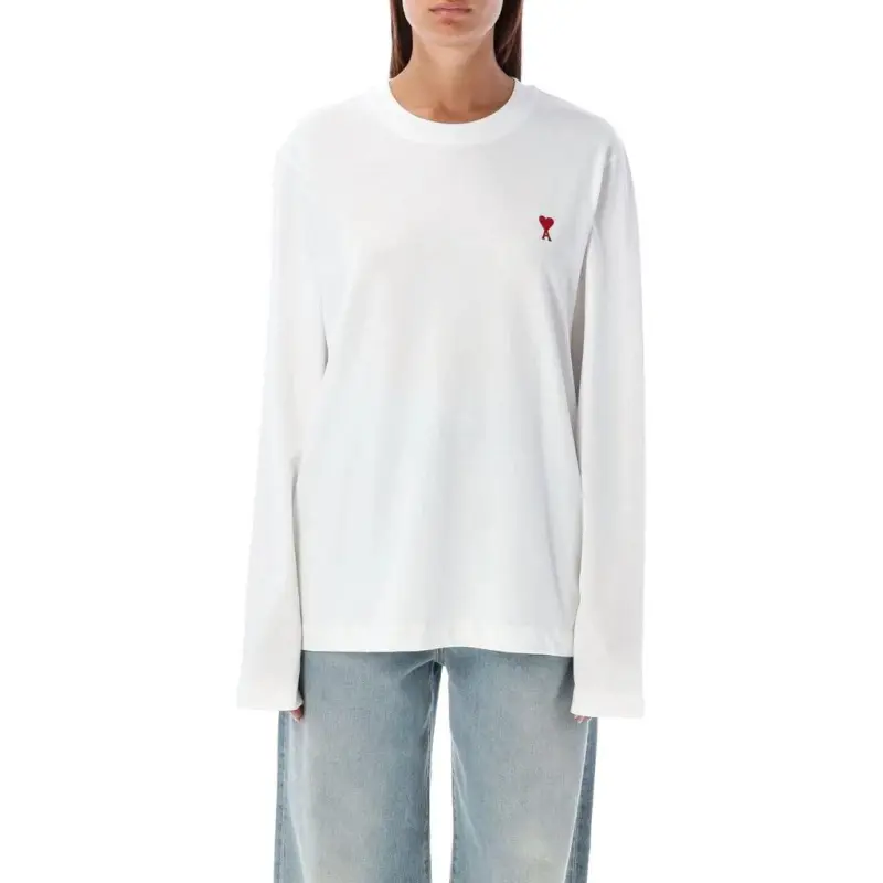 Ami Paris Long Sleeve Ami De Coeur T Shirt-4