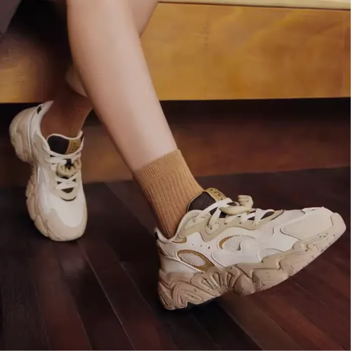 361° Anti Slip Wear Resistant Low Top Chunky Sneakers Women's Oat Milk/Apricot Tea Brown-4