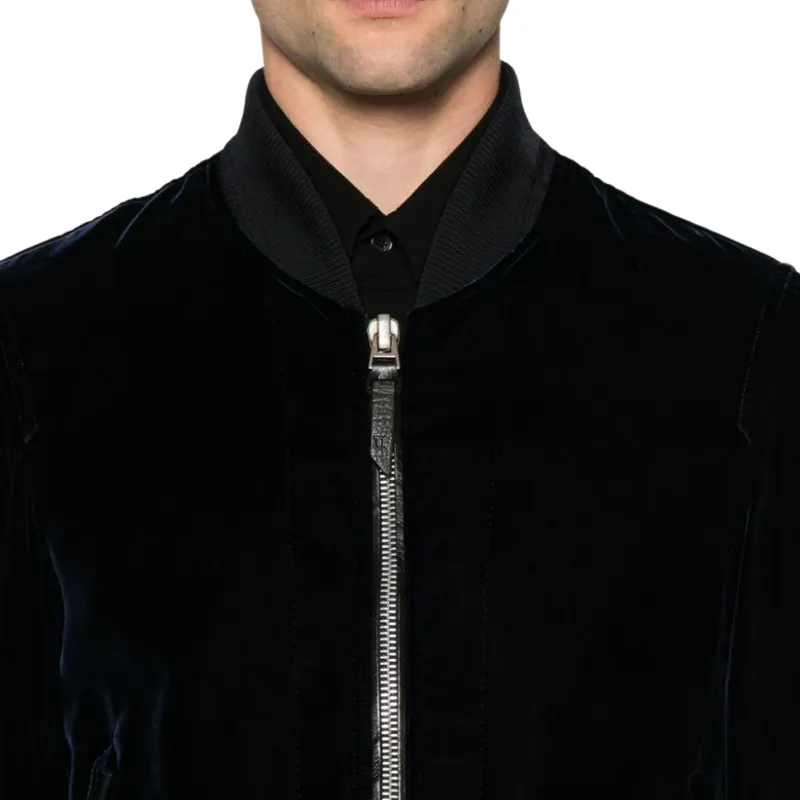 TOM FORD Velvet Long Sleeved Bomber Jacket-4