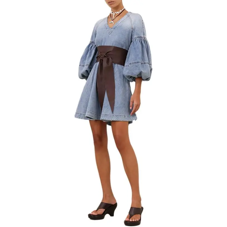 Zimmermann SS25 Long Sleeved Dresses Women's Sea Blue-4