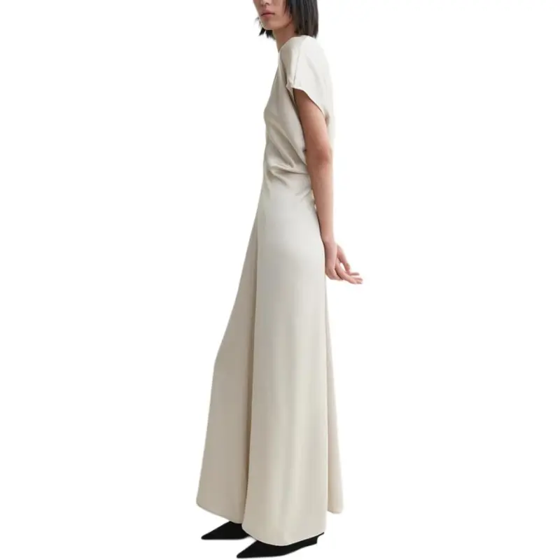 TOTEME FW24 Short Sleeved Dresses Women's Pearl White-2