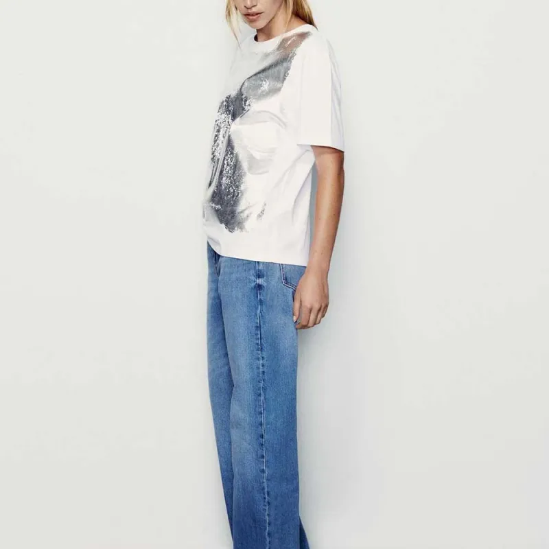 ZARA T-Shirts Women's Silver-2