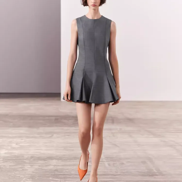 ZARA Sleeveless Dress Women's Zebra Print Gray-2