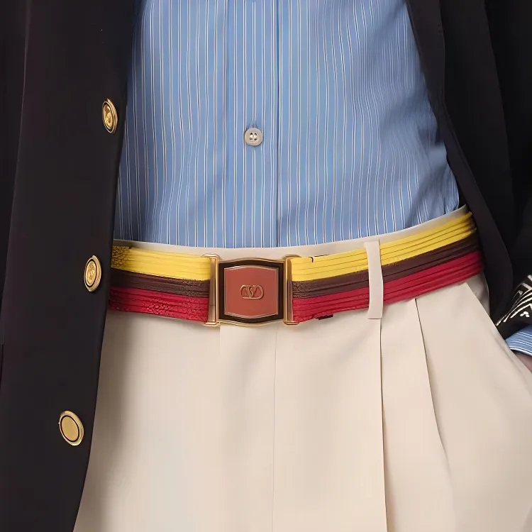 Valentino Fabric Belt Men's Multicolor Width 4CM-3
