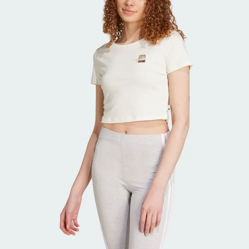 Adidas CROPPED SS25 T Shirt Women's Jade White-1