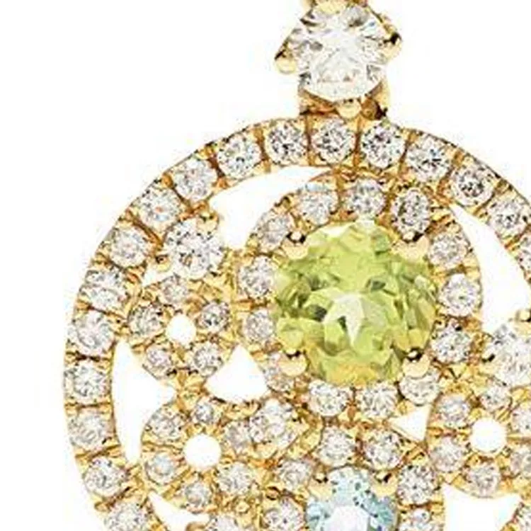 Kiki McDonough 18kt Yellow Gold Bubbles Peridot Blue Topaz And Diamond Drop Earrings-1